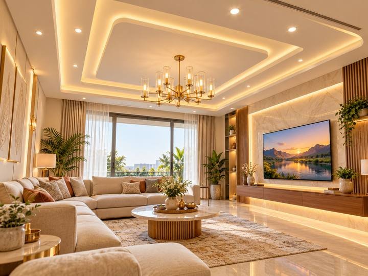 Living room with false ceiling