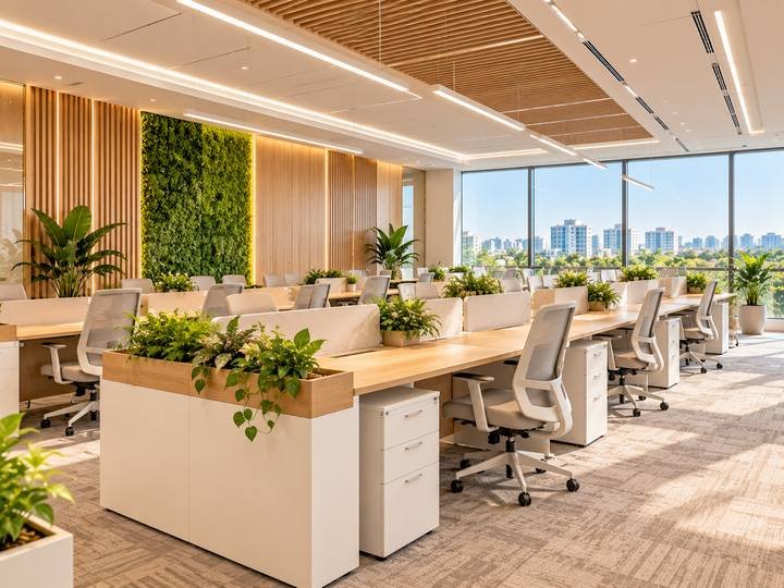 Team office with green wall