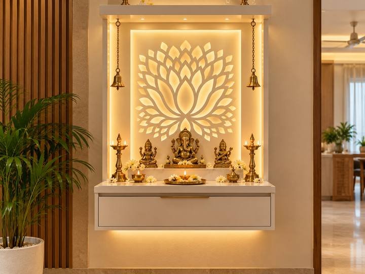 Wall-mounted lotus pooja