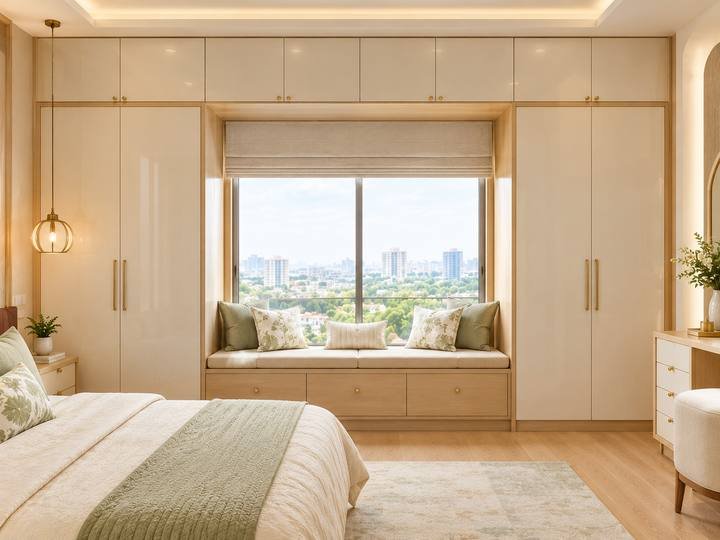 Wardrobe with window seat